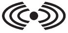 A dot with three concentric arcs around it.