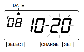 A graphic of the time clock display showing the arrow icon pointing toward time, the final set of digits is surrounded by lines indicating blinking.