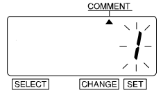 A graphic of the time clock display showing the arrow icon pointing toward Comment, the number 1 is surrounded by lines indicating blinking.