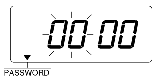 A diagram of the display screen with four zeros. The first two zeros are surrounded by lines to indicate flashing.