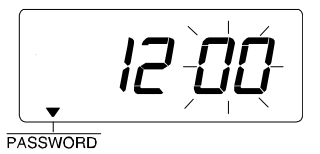A diagram of the display screen. The second two zeros are surrounded by lines to indicate flashing.